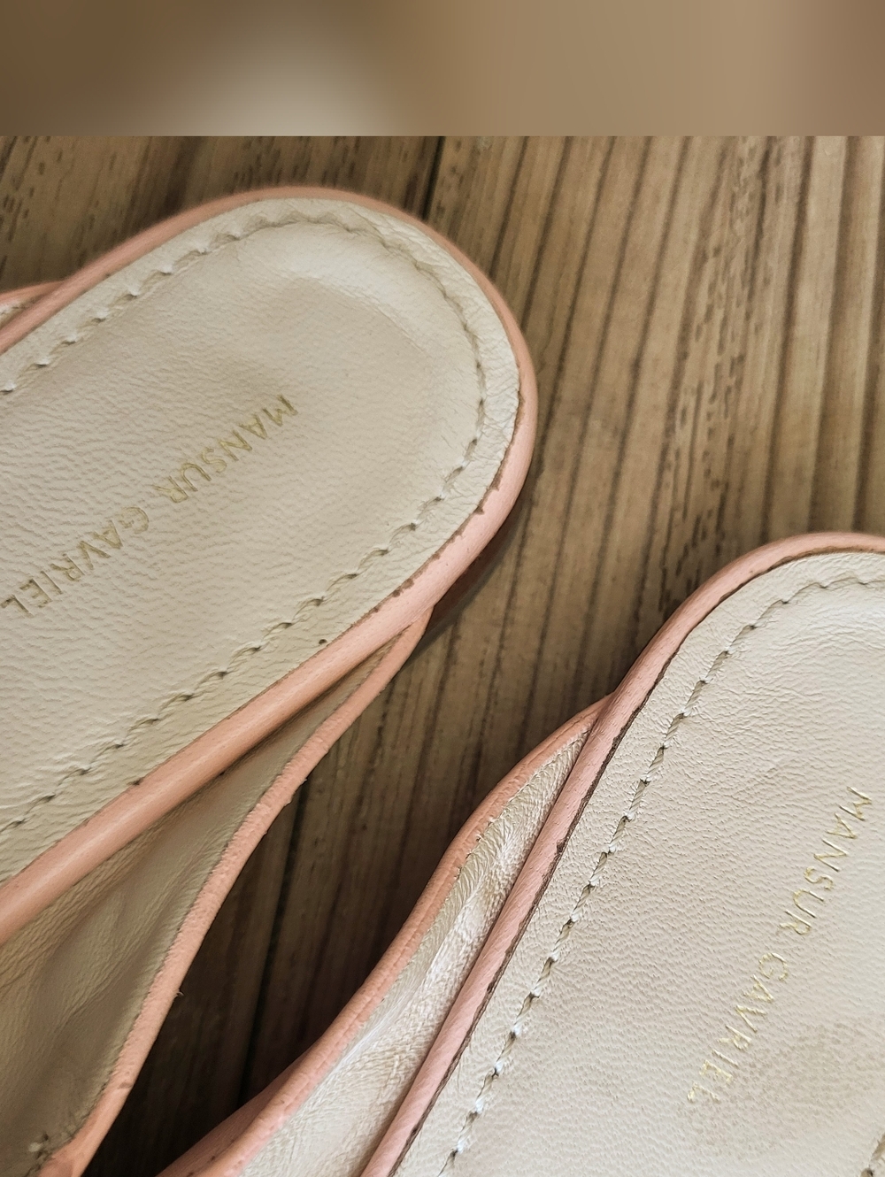Mansur Gavriel Blush Pink Leather Mary Jane Ballerina Square Toe Mules - Picture 6 of 8